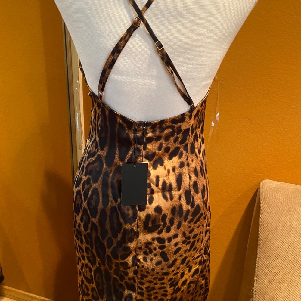 Marsa Leopard Print faux wrap dress